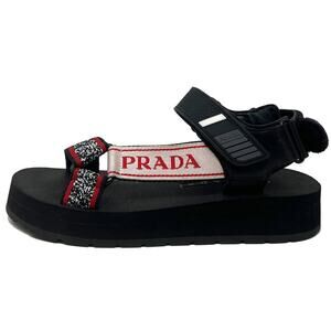 Prada Nomad Logo Print Platform‎ Rubber Sole Sandals - Size 37